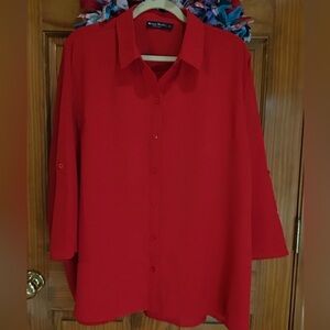 Women’s size 3X Knapp studio, red button down top with collar R